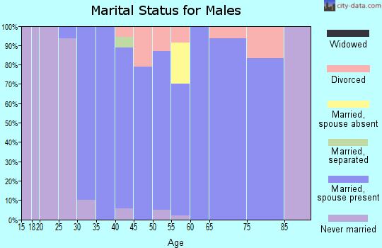 Zip code 68070 marital status for males
