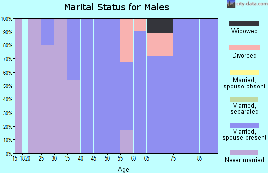 Zip code 70036 marital status for males