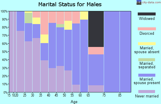 Zip code 70057 marital status for males