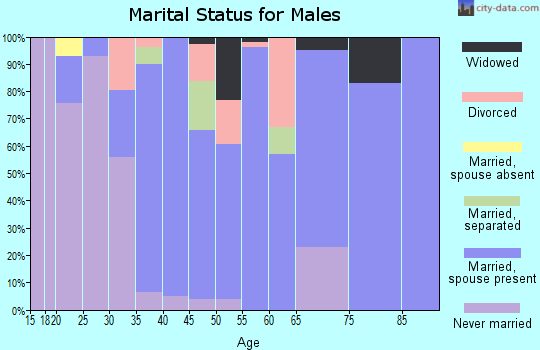 Zip code 70067 marital status for males