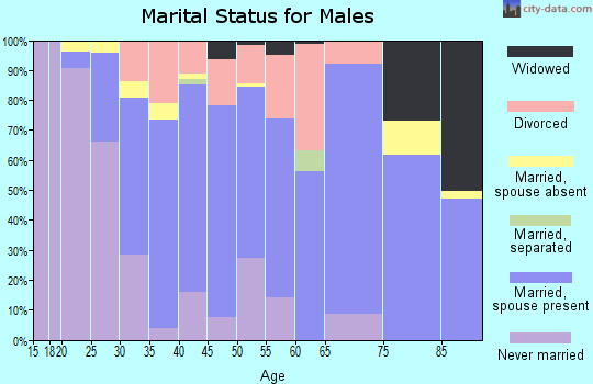 Zip code 70070 marital status for males