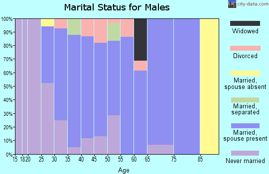 Zip code 70075 marital status for males