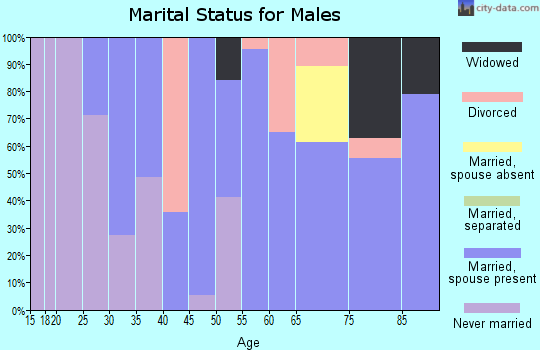 Zip code 70079 marital status for males