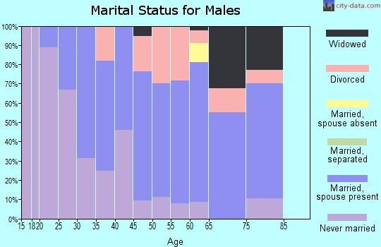 Zip code 70085 marital status for males