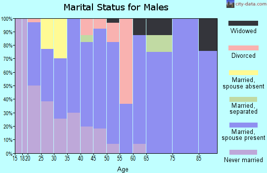 Zip code 70342 marital status for males