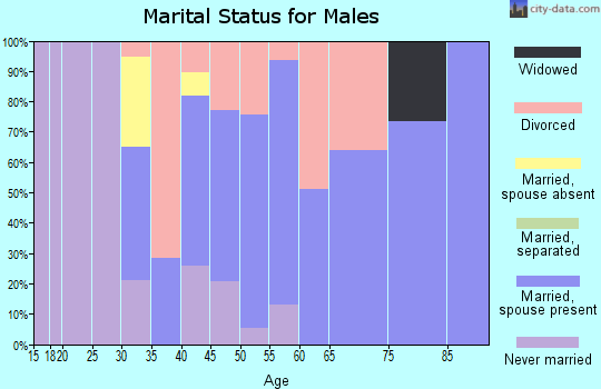Zip code 70354 marital status for males