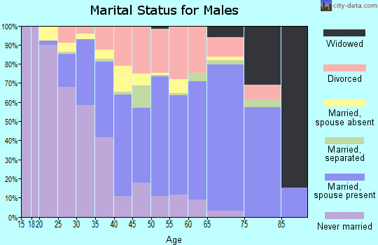 Zip code 70363 marital status for males