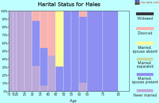 Zip code 70372 marital status for males