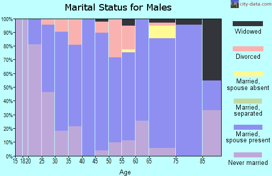 Zip code 70373 marital status for males