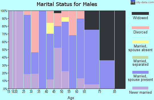 Zip code 70395 marital status for males