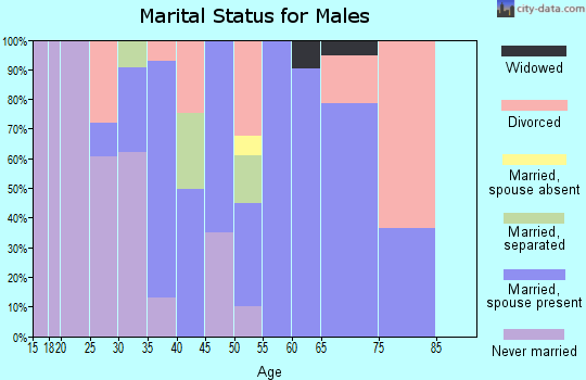 Zip code 70449 marital status for males