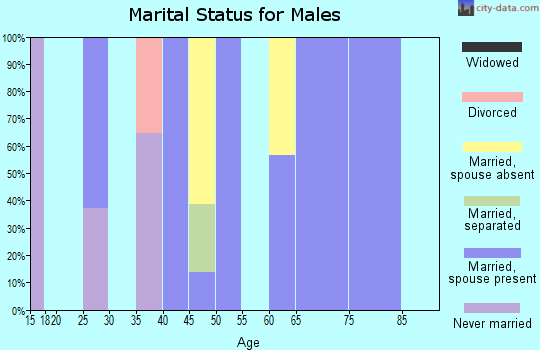 Zip code 70455 marital status for males