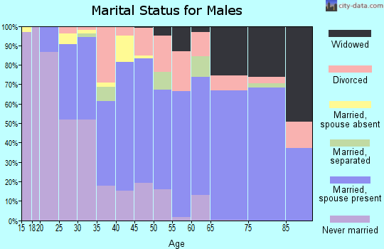 Zip code 70582 marital status for males