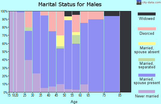 Zip code 70583 marital status for males