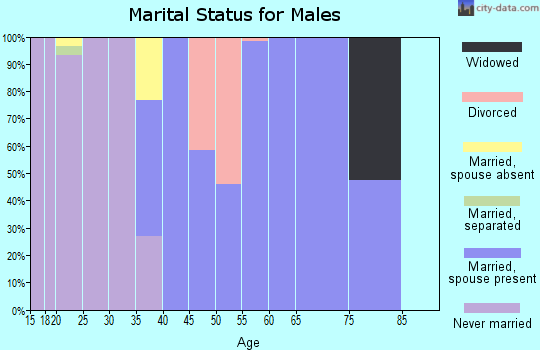 Zip code 70631 marital status for males