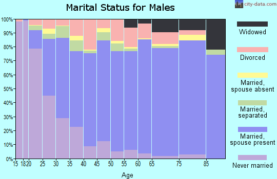 Zip code 70634 marital status for males