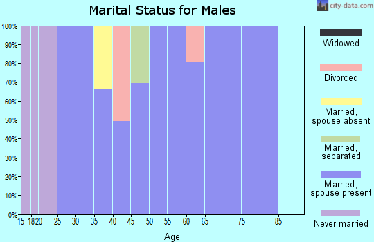 Zip code 70652 marital status for males