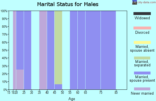 Zip code 70662 marital status for males
