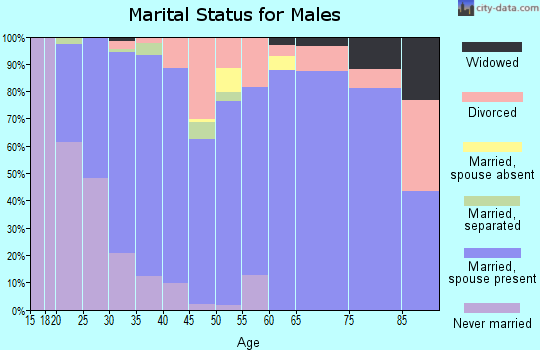 Zip code 70665 marital status for males