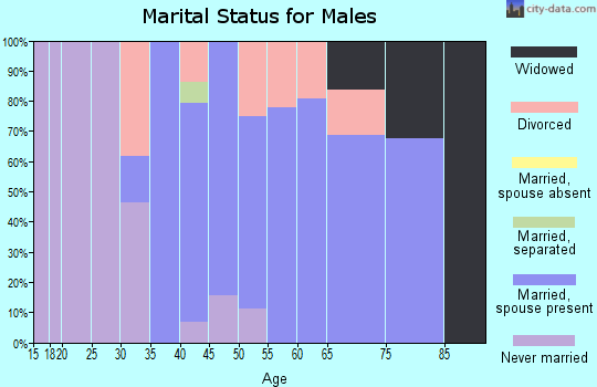 Zip code 70770 marital status for males