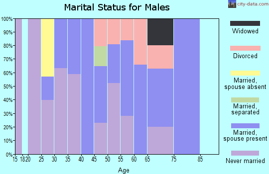 Zip code 70772 marital status for males