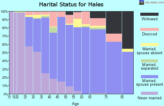 Zip code 70810 marital status for males