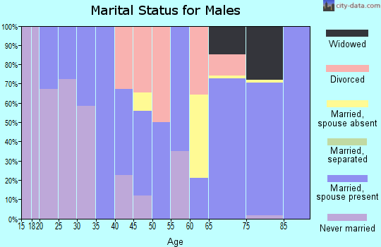 Zip code 70819 marital status for males