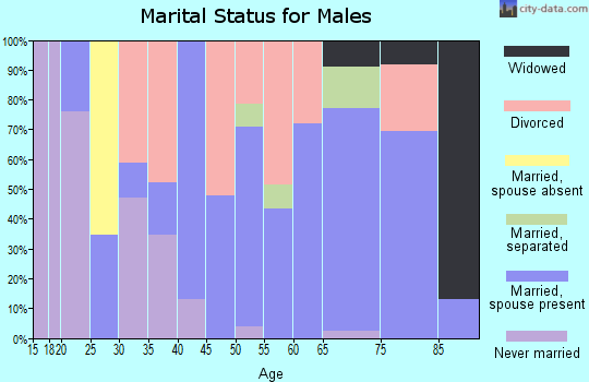 Zip code 71018 marital status for males