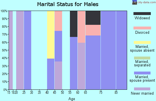 Zip code 71021 marital status for males