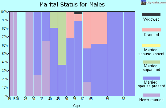 Zip code 71033 marital status for males