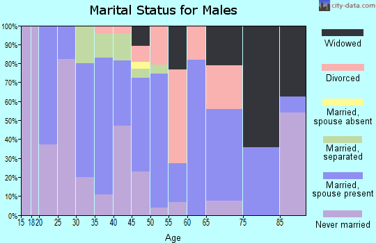 Zip code 72821 marital status for males