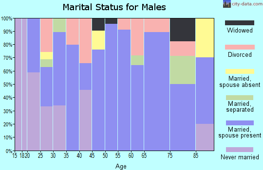Zip code 73009 marital status for males