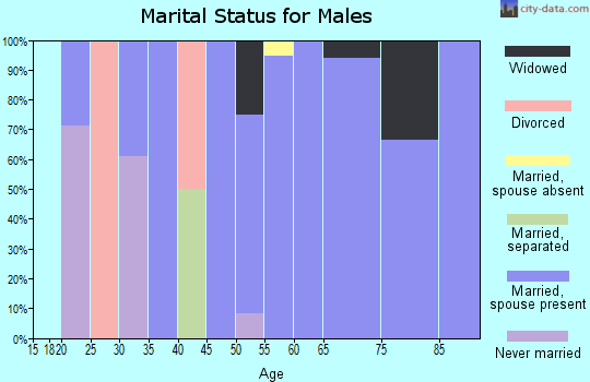 Zip code 73021 marital status for males
