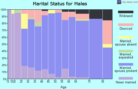 Zip code 73089 marital status for males