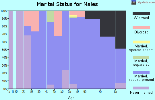 Zip code 74061 marital status for males