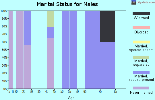 Zip code 74071 marital status for males
