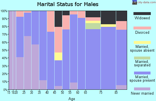 Zip code 74085 marital status for males
