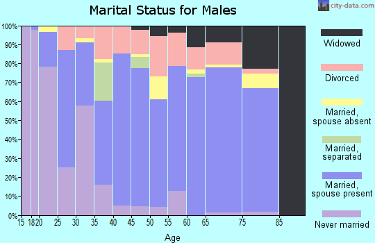 Zip code 74338 marital status for males