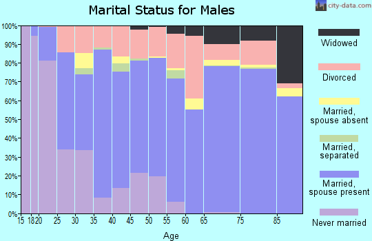 Zip code 74344 marital status for males