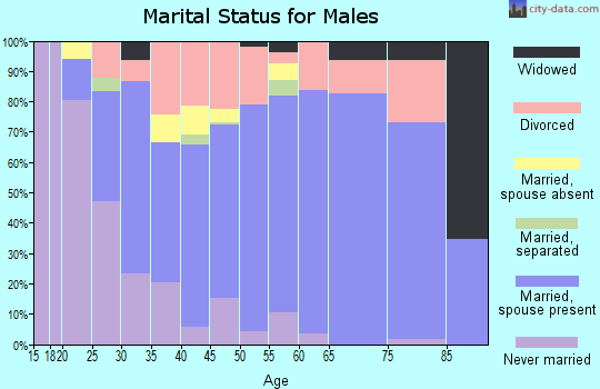 Zip code 74346 marital status for males