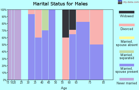 Zip code 74349 marital status for males