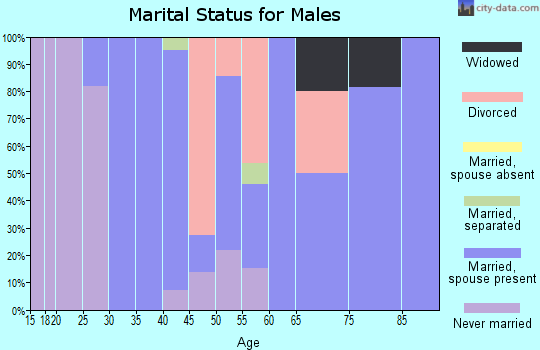 Zip code 74350 marital status for males