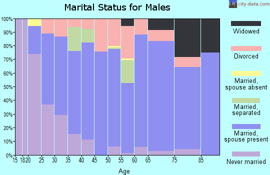 Zip code 74352 marital status for males