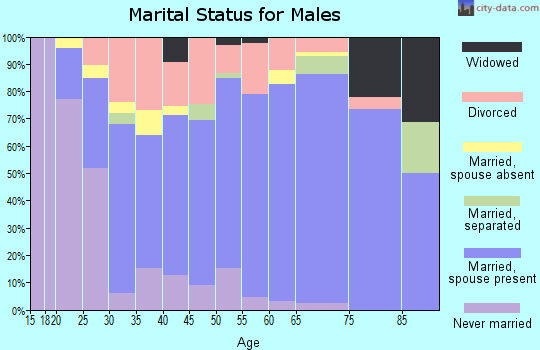 Zip code 74363 marital status for males