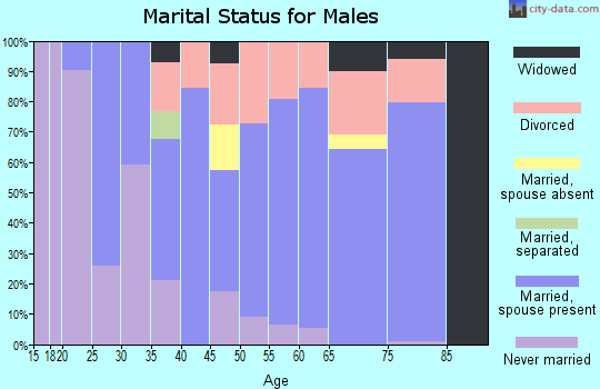 Zip code 74366 marital status for males