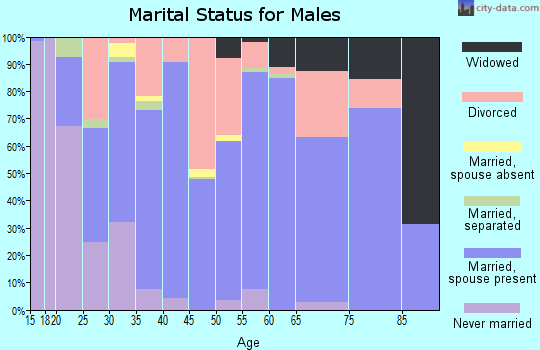 Zip code 74421 marital status for males