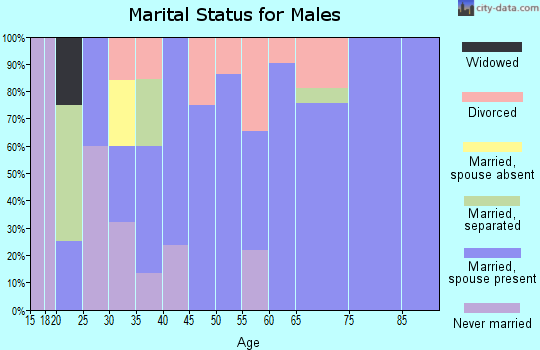 Zip code 74423 marital status for males