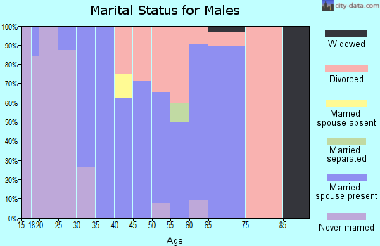 Zip code 74430 marital status for males