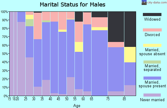 Zip code 74436 marital status for males