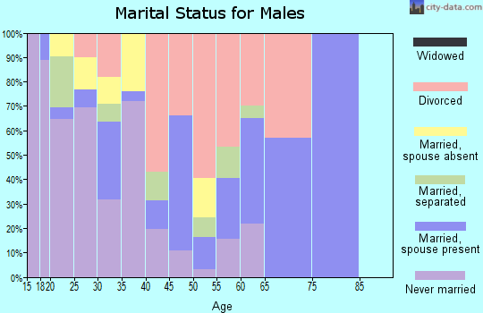 Zip code 74569 marital status for males